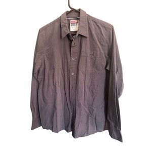 Wrangler Men's Size Medium Heavy Duty Cotton Gray Long Sleeve Button Down Shirt